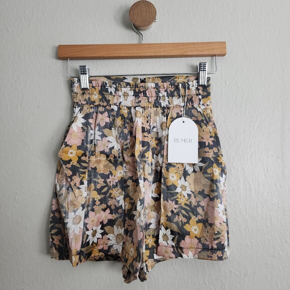 NEW Rumer The Label Paloma Floral Print High Waist Shorts - Picture 1 of 13